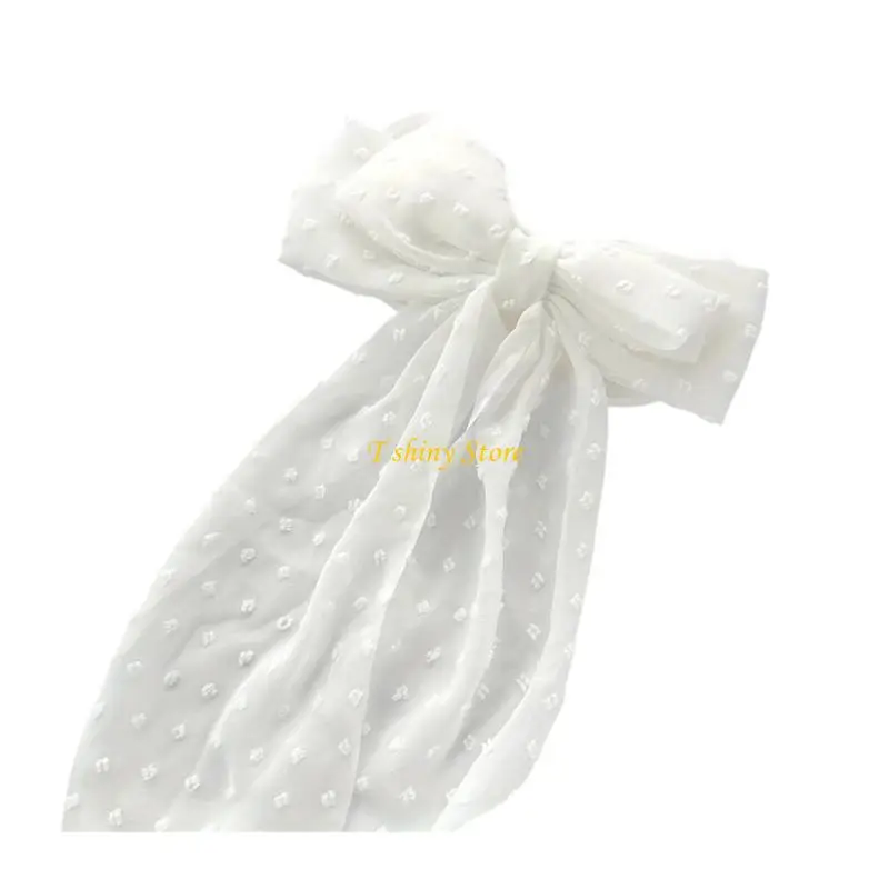 

N58F Soft Ribbon Fabric Large Round Dot Bows Hairclip Spring Clip Hairpin Fashion Headpiece for Various Styles and Event