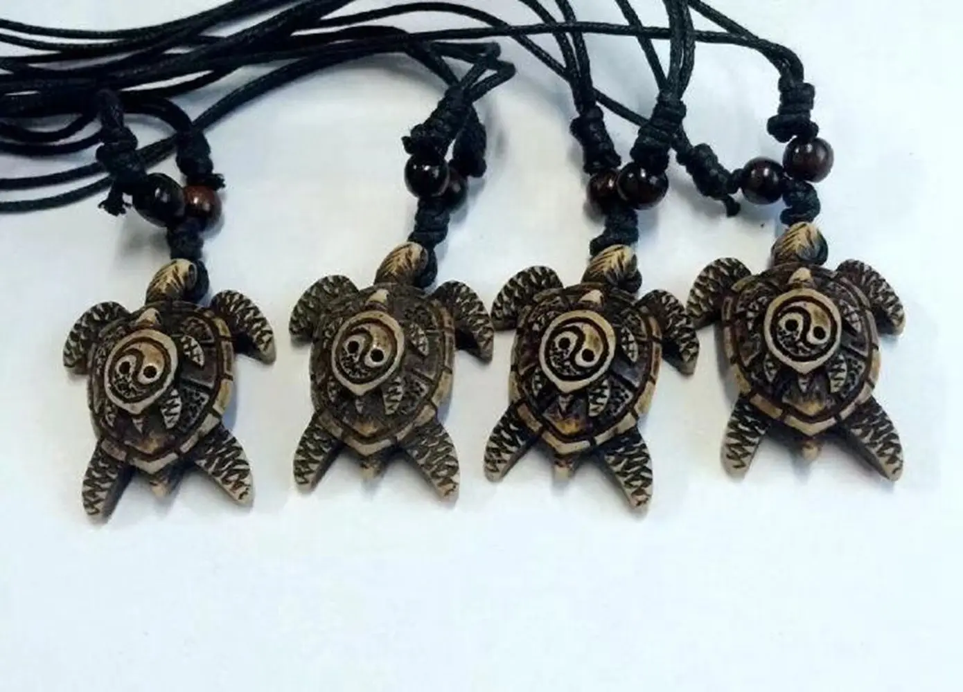 12 pcs Necklace Simulated-bone Faux Yak Bone Turtle Tortoise YingYang Charm Pendant Carve jewelry