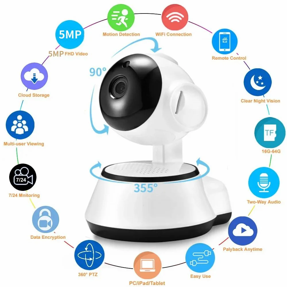 5MP WiFi Camera HD Cloud Smart Home Wireless Intelligent Auto Tracking Of Human Surveillance IP Camera PTZ CCTV Baby Monitor Cam