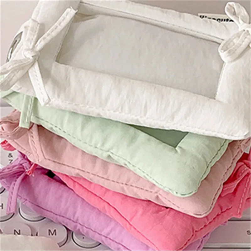 

Sweet Bow Card Keychain Holder; Handy Idol Photograph Protection Cover Bag Charm Gifts