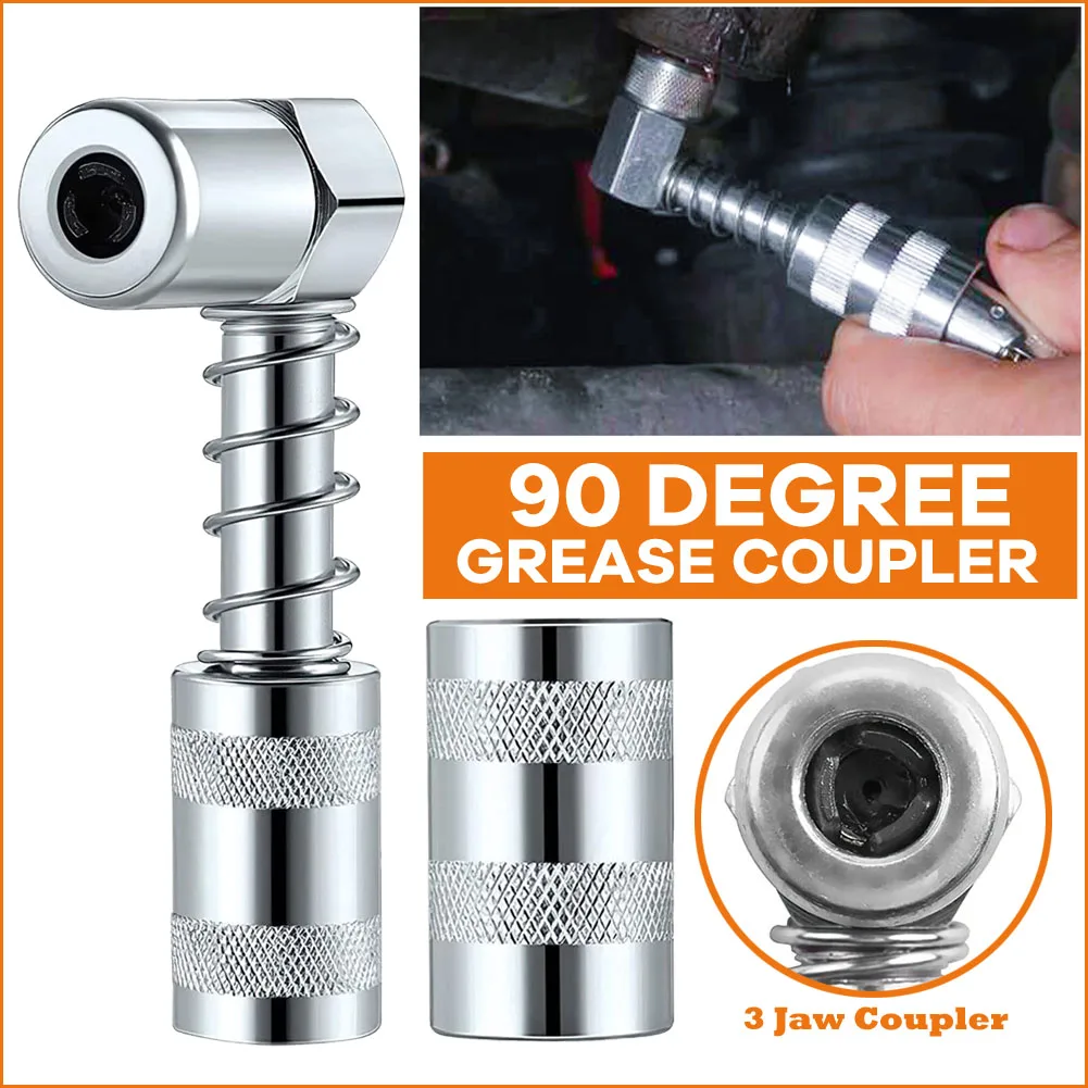 

90 Degree Grease Coupler Adapter Fitting Tool Coupler Grease Fitting Tool For Car Truck etc Sleeve Locks Coupler in Place