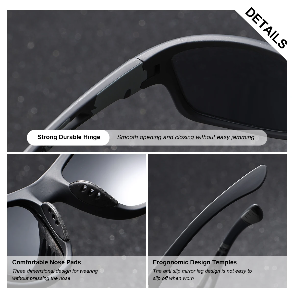 BARCUR Sport Männer Sonnenbrille PC Rahmen Radfahren Angeln Fahren UV400 Mehrere Farben Beschichtung Frauen Polarisierte Sonnenbrille – Detail 3