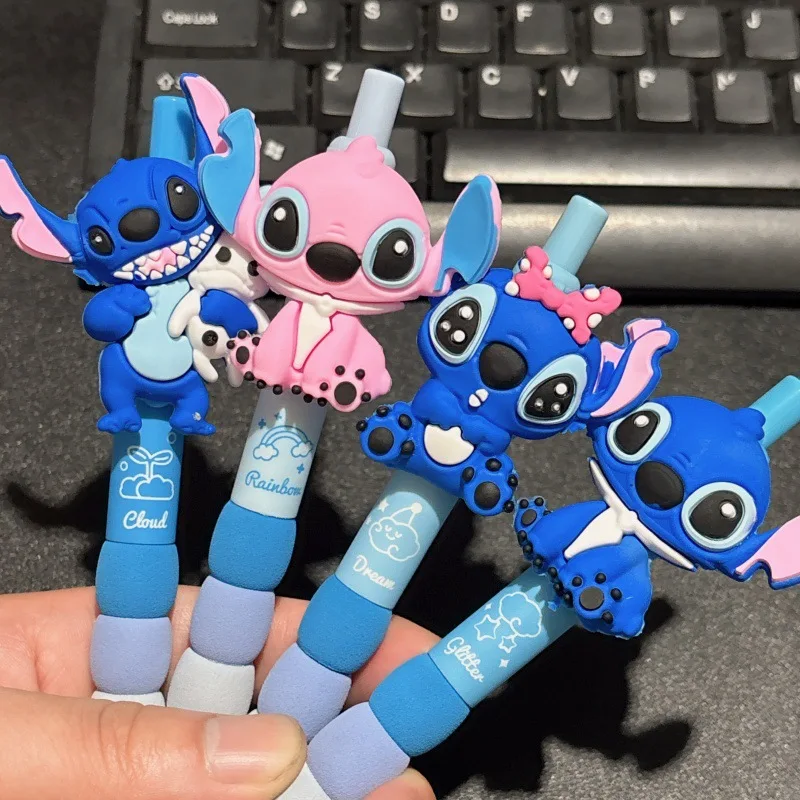 

4pcs New Product Disney Stitch Unisex Pen Cute High Beauty Doll Pendant Pen Elementary School Toy Signature Pen Black Pen Gift