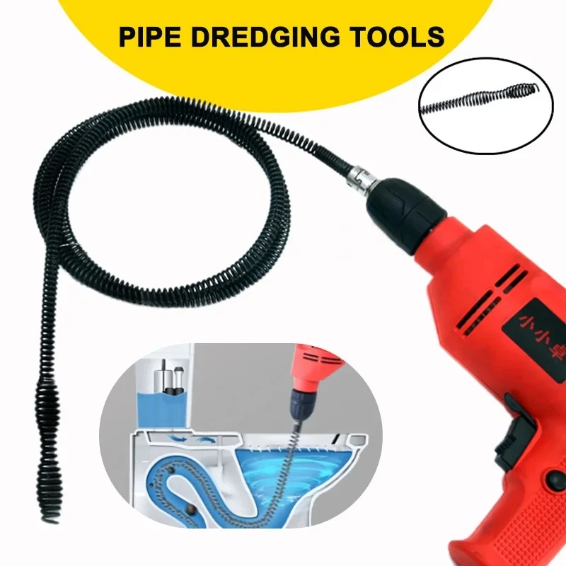 5M Pipe Dredging Tool Spring Pipe Sewer Pipe Unblocker Bathroom Kitchen Drain Cleaner Sinks Basin Pipeline Clogged Remover Tools