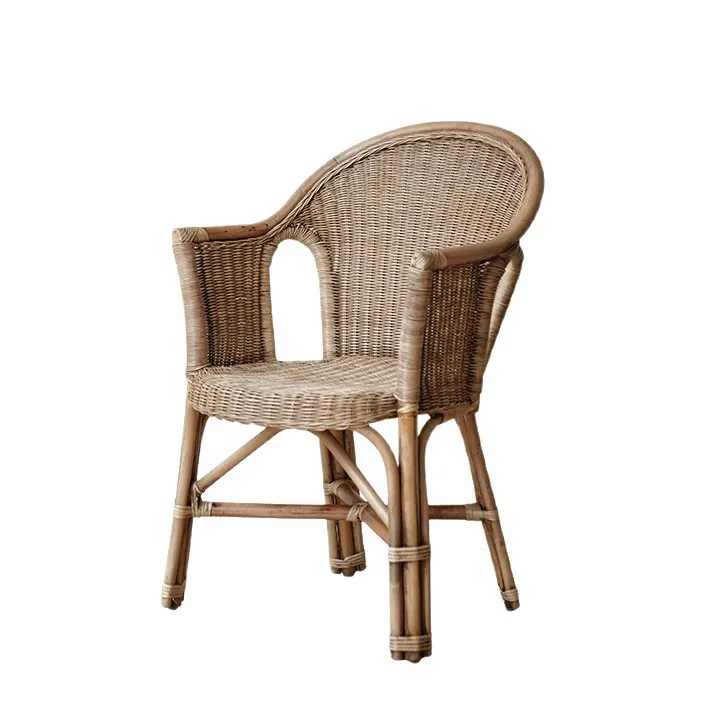 

Стул из натурального ротанга в стиле ваби-саби, домашний обеденный стул из ротанга ручной работы в средневековом стиле, стул для отеля B&B