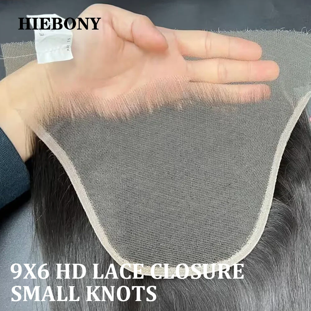HiEbony 9x6 HD Lace Closure Human Hair Only Melt Skin HD Lace Closure Pre Plucked Deep Part 2x6 HD Lace Closure Body Wave