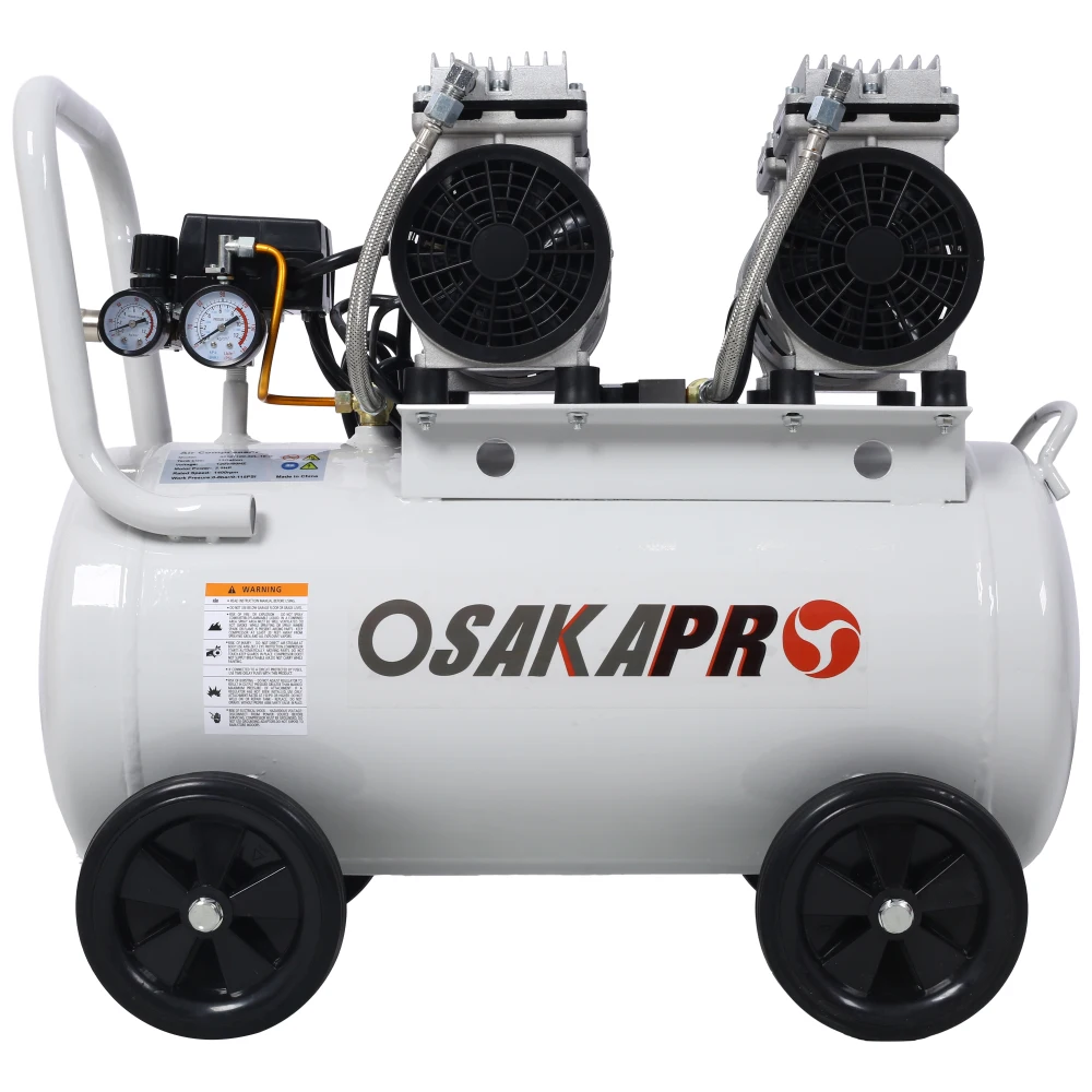 2.5 HP Silent Air Compressor 13 Gallon, Oil-Free, Electric Shop Air Compressor Portable,Lightweight with Wheels, 70 dBA Noise