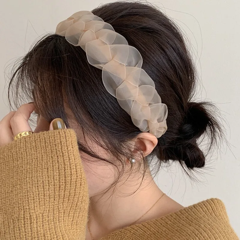 

Woven Floral Mesh Headband for Women Elegant Premium Non Slip Hair Hoop Comfortable Fit Daily Party Versatile Hair Accessories