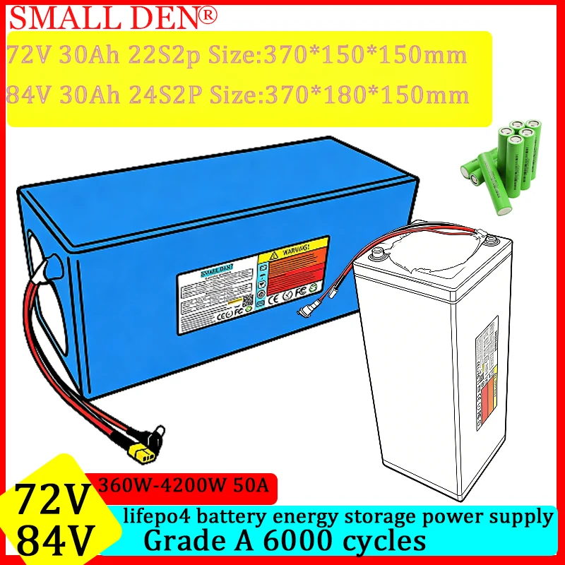

Совершенно новая батарея LifePO4 84В/72В 30Ач 32140 со встроенным контроллером 50А, мощностью 4200Вт, подходит для внедорожников и водных транспортных средств.