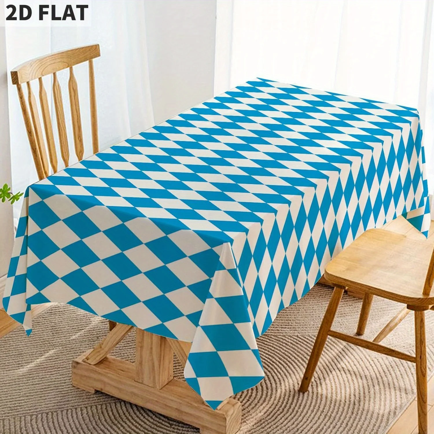 

Oktoberfest Tablecloth for German Oktoberfest Themed Party Decorations Blue Bavarian Flag Check Rectangular Table Cloth