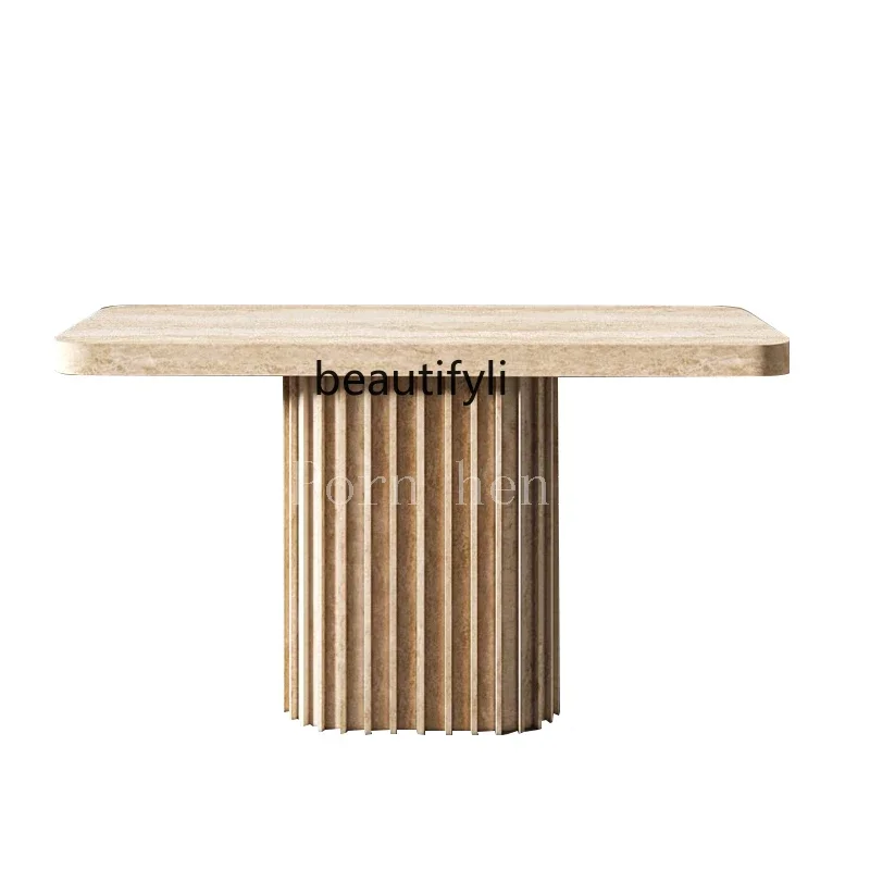 Natural marble entrance table designer light luxury household wall travertine entrance table6239