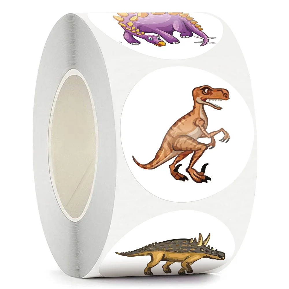 100-500pcs 1inch Cartoon Dinosaur Animal stickers for kid Teacher Reward Encourage Sticker Stationery for Boy DIY Sticker