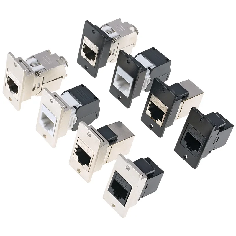 RJ45 CAT6A Cat6 Keystone Jack Module 10Gbps Shielded FTP UTP Ethernet Network Panel Adapter for Wall Plate Outlet