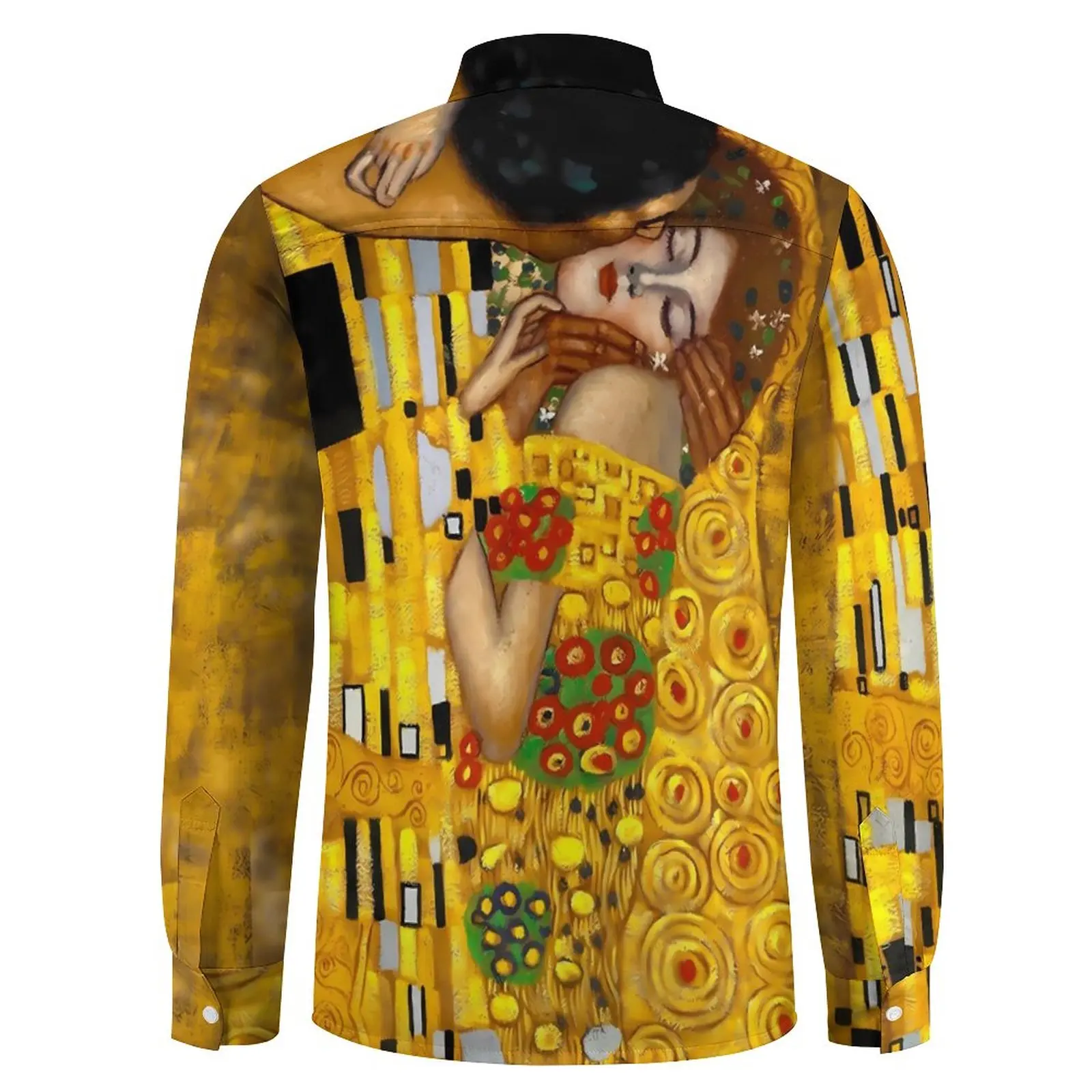 Gustav Klimt Street Style Casual Shirt Man The Kiss Art Shirt Autumn Retro Blouses Long Sleeve Design Oversize Clothes