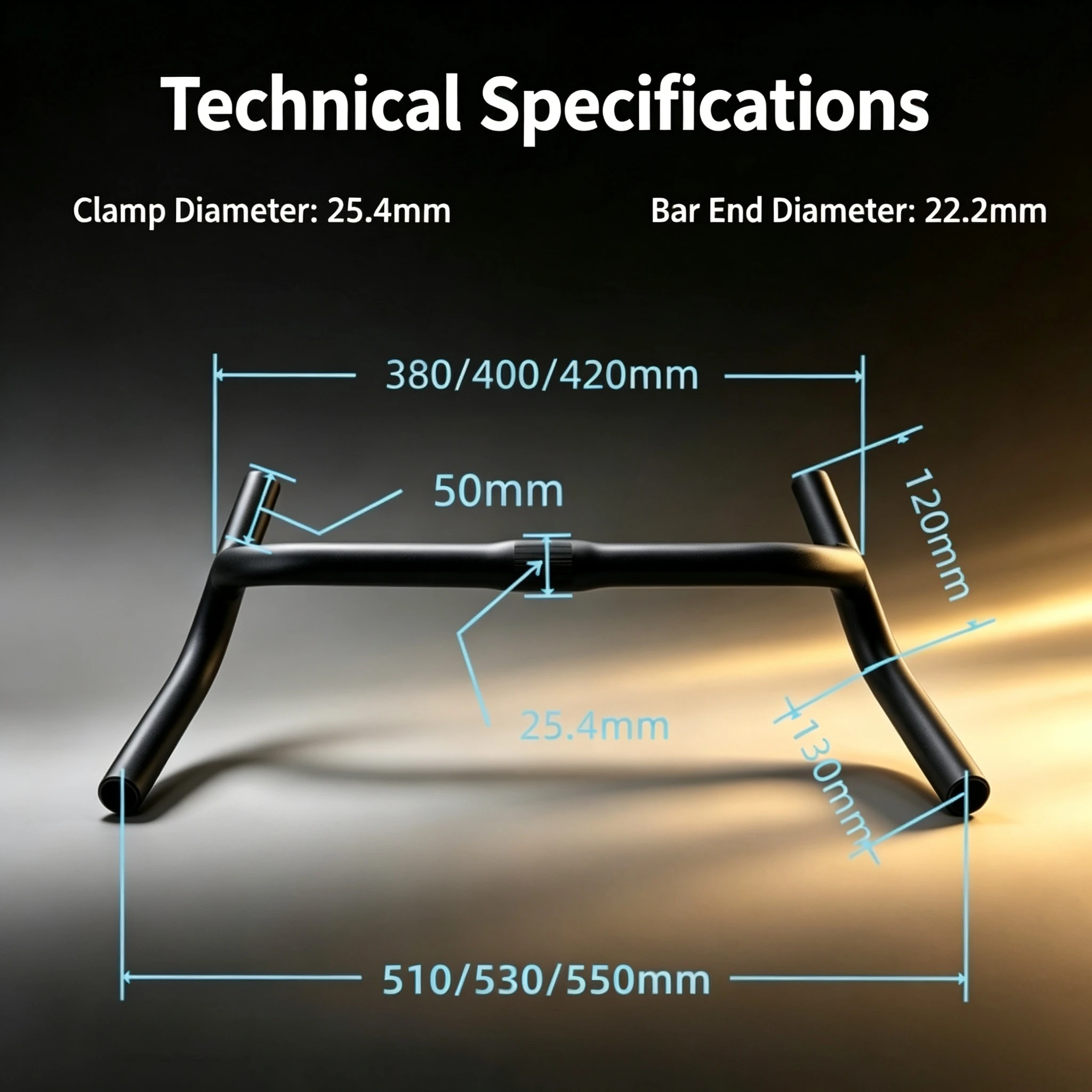 Kwok Neuer Legierungs-Lenker Gravel H 25,4MM mit großer Flare-Bar für Cyclocross, Straßen- und MTB-Fahrräder, Legierungs-Faser-Reisefahrrad – Detail 6