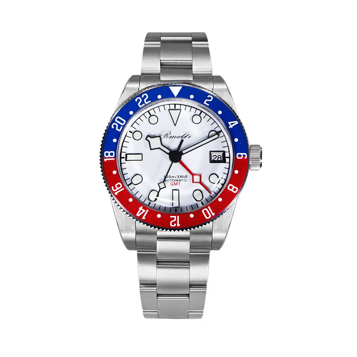 RMALTI New 38.5mm Vintage GMT Bgw9 Luminous Sapphire Glass Bezel Luxury Men Automatic Mechanical Watch 10 ATM