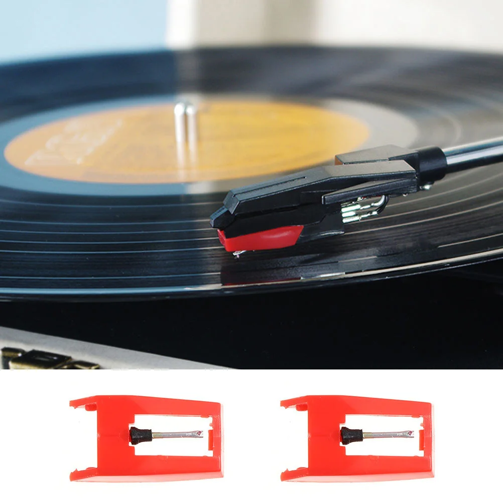 

4Pcs Replacement Stylus Needles Red Turntable Phonograph Needle Rotatable for Record Player Vinyl Record Player Needles