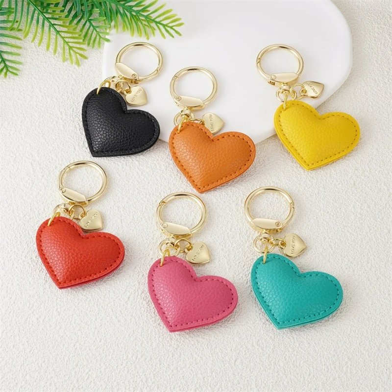 New Handbag Love Metal Heart Shaped Keychain with New Leather and Instagram Pendant Cute Keychain