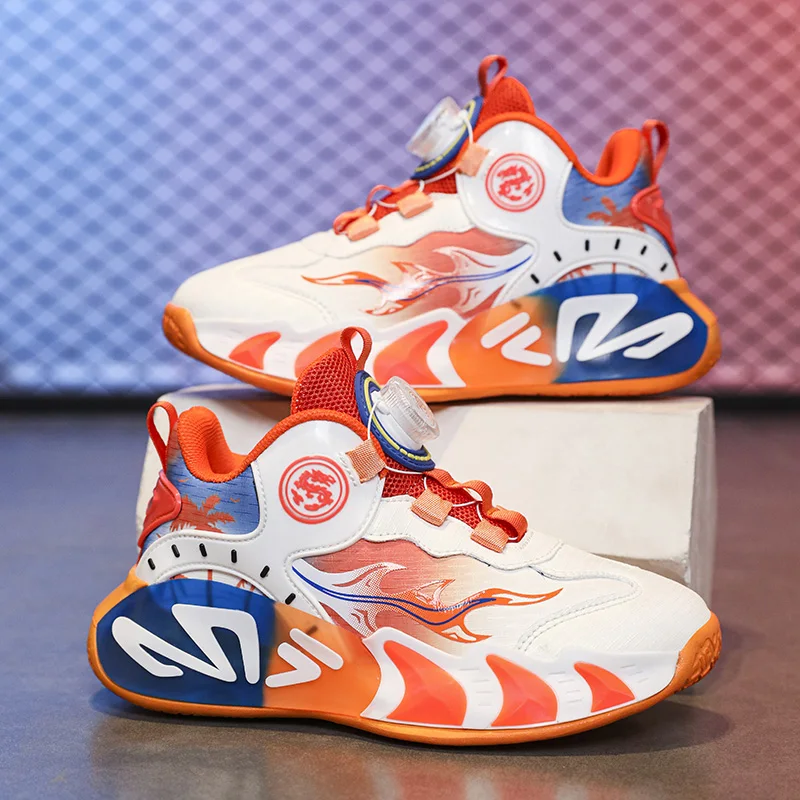 

A pair of children's four-season leather high-top basketball shoes, wear-resistant basketball shoes, sizes 31-40，JT-6065