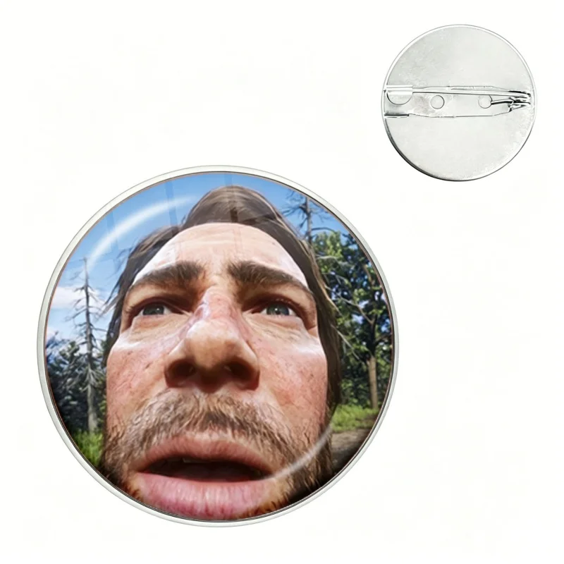 Game Red Dead Redemption 2 Glass Button Pin RDR2 Coquette Arthur Morgan Brooch Badge Bag Decor Accessories Fans Gifts