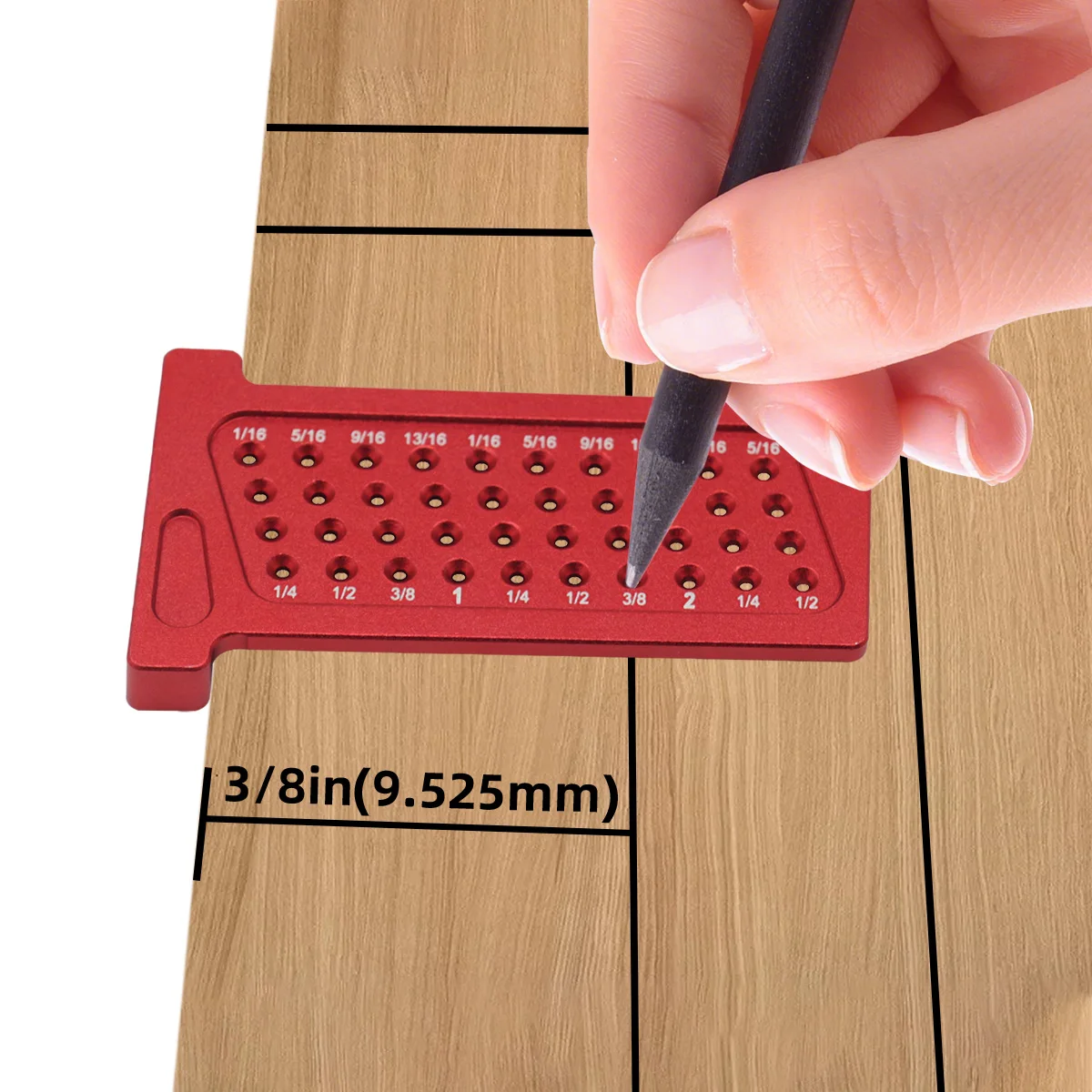 Precision T-Type Hole Scribing Ruler, Aluminum Pocket Marking Scribe Gauge with Metric & Inch Dual Scales Woodworking Tool