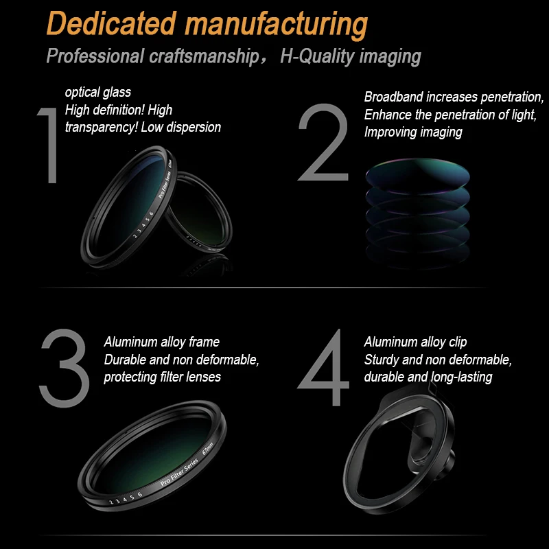 67mm 금속 전화 필터 키트 콜드 슈 마운트 렌즈 Starlight Black Mist VND CPL for iPhone Pro Max Samsung Android HUAWEI Xiaomi