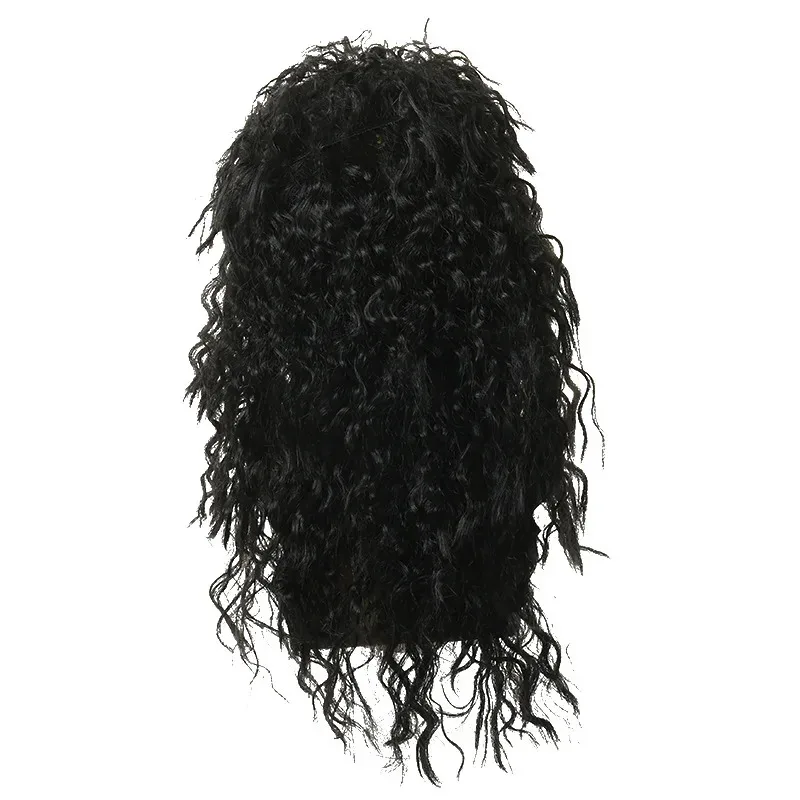 

2025 12 Halloween 80S Vintage Cos Dress up Punk Black Wig Disco European and American Men's Rock Curly Hair Cosplay