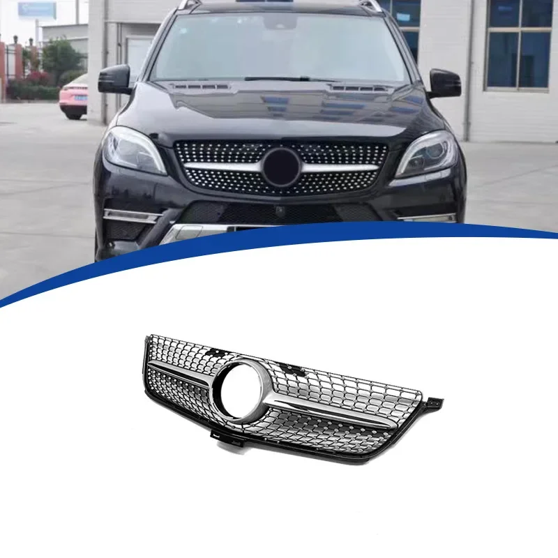 New！ Front Racing Facelift Center Grilles Upper Grill Cover For Mercedes-Benz W166 ML 350 ML400 ML500 2012 2013 2014 2015 Diamon