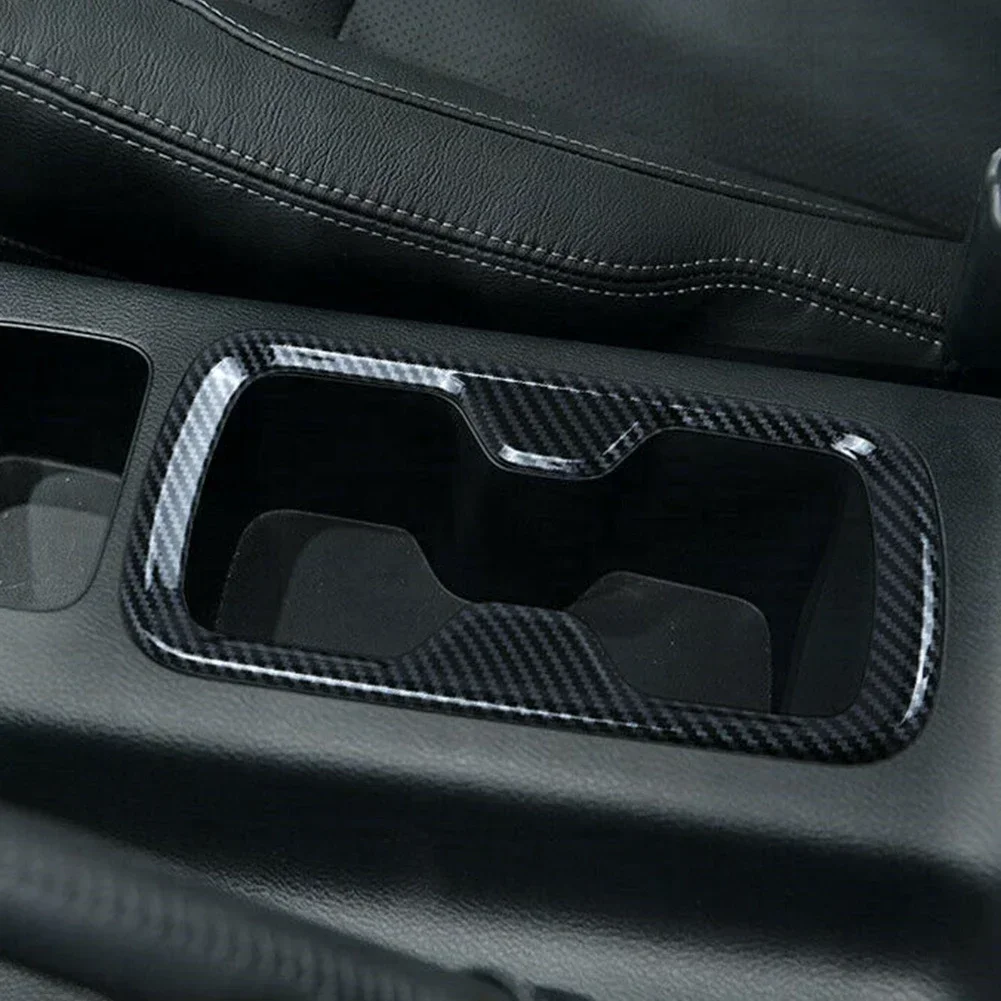 Front Cup Frame Decor Stickers Carbon Black ABS Plastic Interior Cup Holder Trim for Nissan Navara NP300 2015 2021