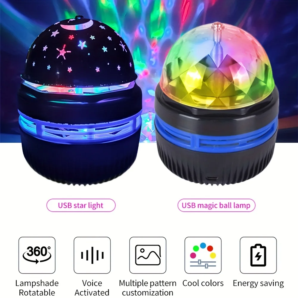 Starry Sky Galaxy Lamp Projector LED Night Light Remote Control Sound Active 5V USB Charging 7 Modes for Kids Room  Party Decor