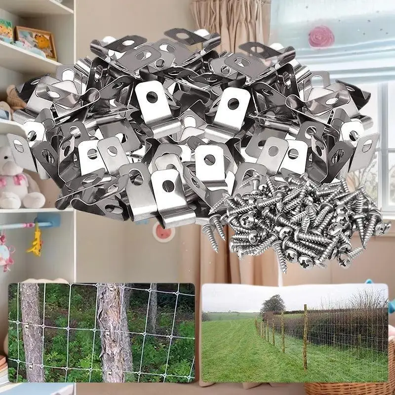 Kit of 200 Aluminum Material Clamps for Farm Fences; High-quality Metal Livestock Fence Fastening Clips