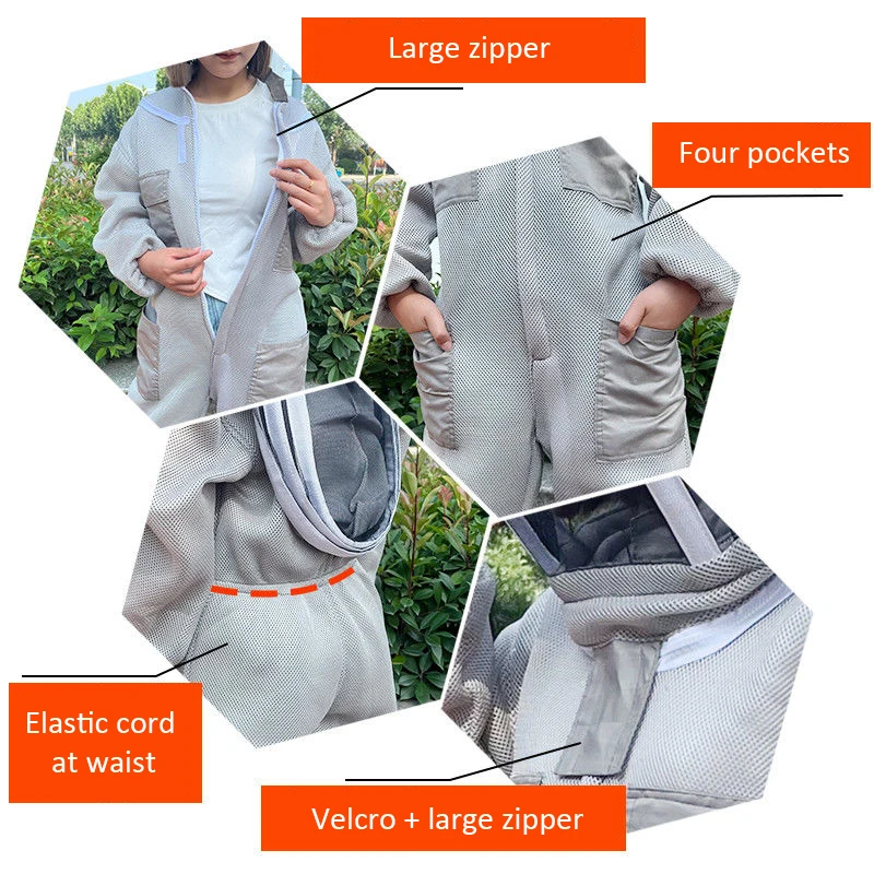 Siamese Beekeeping Suit Professional Beekeeper Suit 3D Air Cotton Thicken Bee Suits Mesh Prevent Stings Anti-bee Take Honey