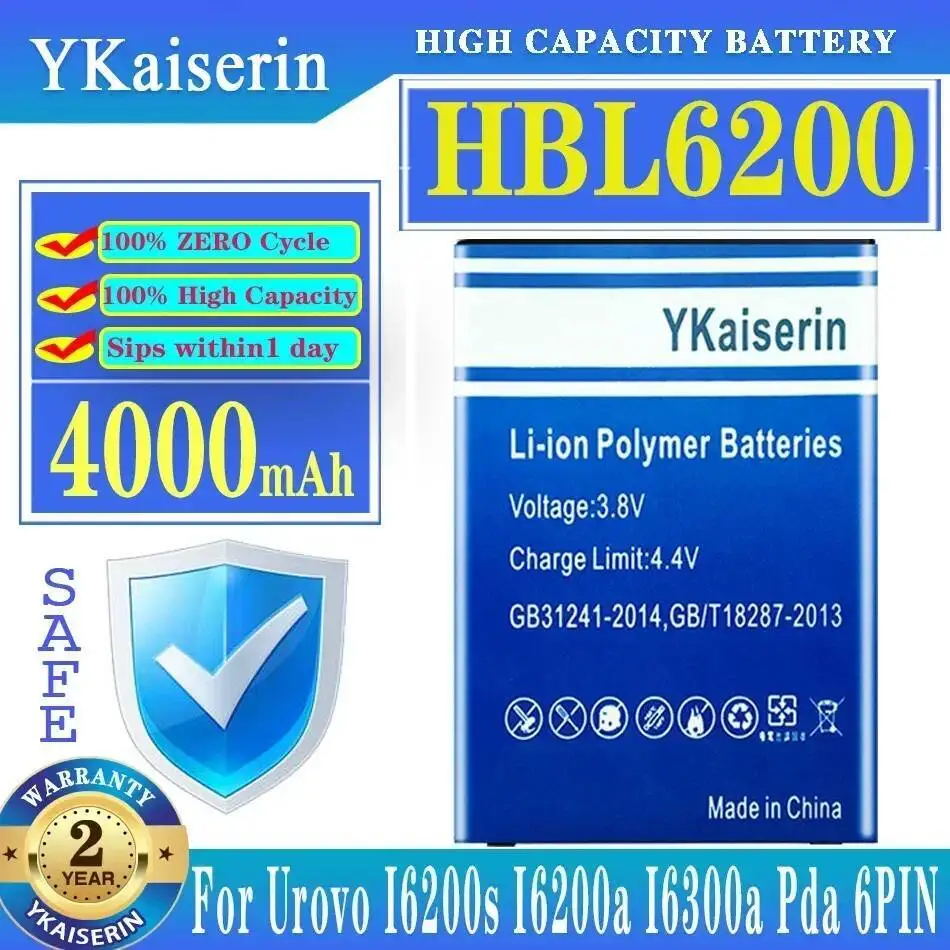

4000Mah Long Lasting For Urovo I6200s I6200a I6300a 6 Pin Portable Data Terminal Battery HBL6200 Contacts Premium Replacement