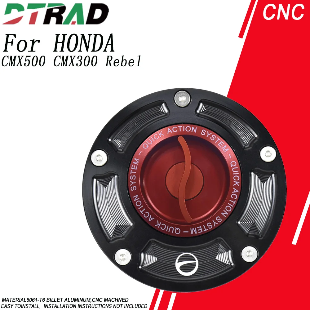 CNC Keyless Cover Fuel Gas Tank Cap For HONDA Rebel 300/500 CMX500 CMX300 2017-2025 Fast Open Plug Petrol Airbox Cover
