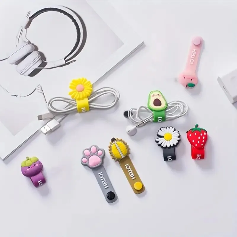 10PC Hot Headset Silicone Multifunction Data Line Storage Winder Cable Protector Cute Cartoon Cord Protector