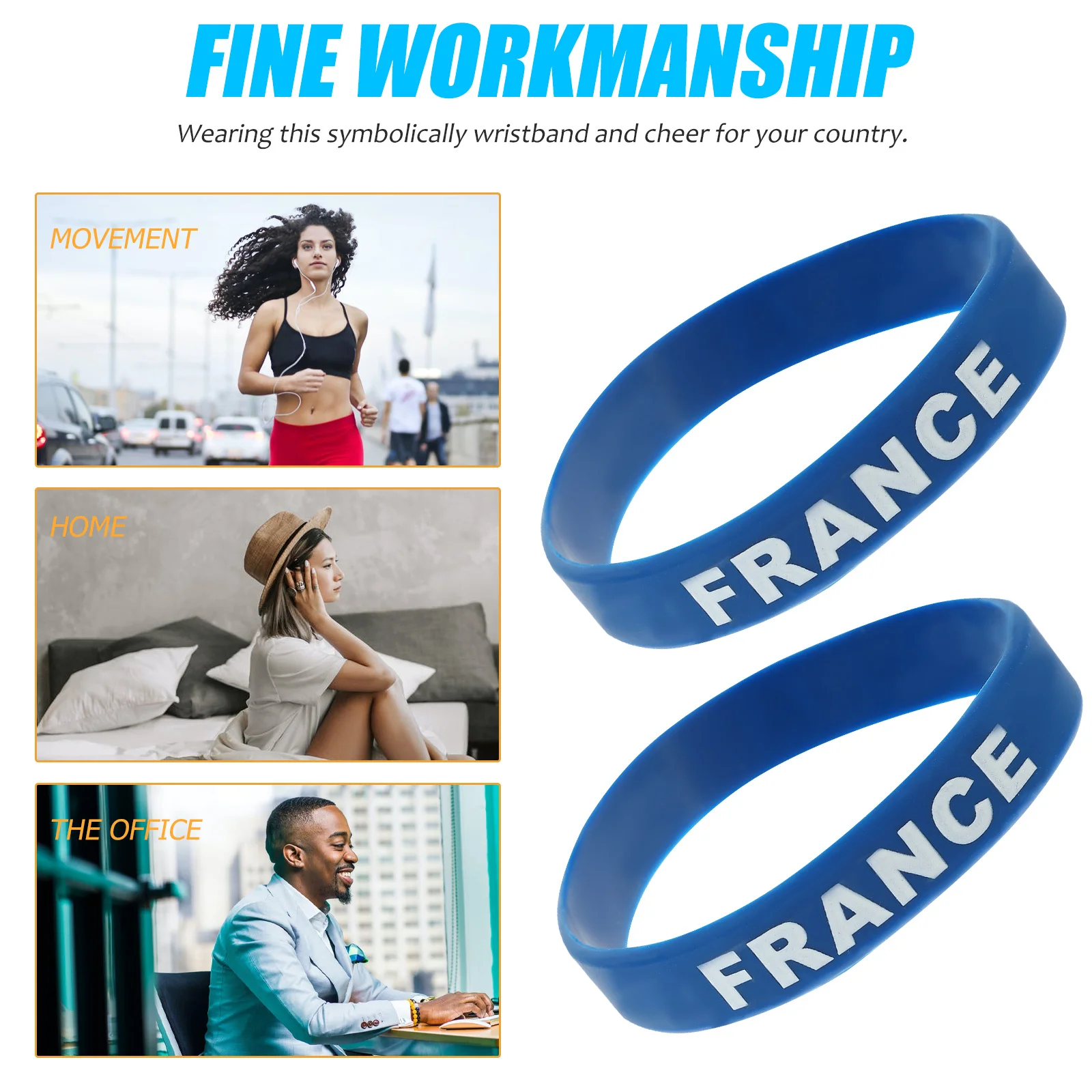 6-teiliges Silikon-Armband mit Landesflagge, Armband für Sportfans, langlebig, weiche Armbänder, Einheitsgröße, passend für die meisten