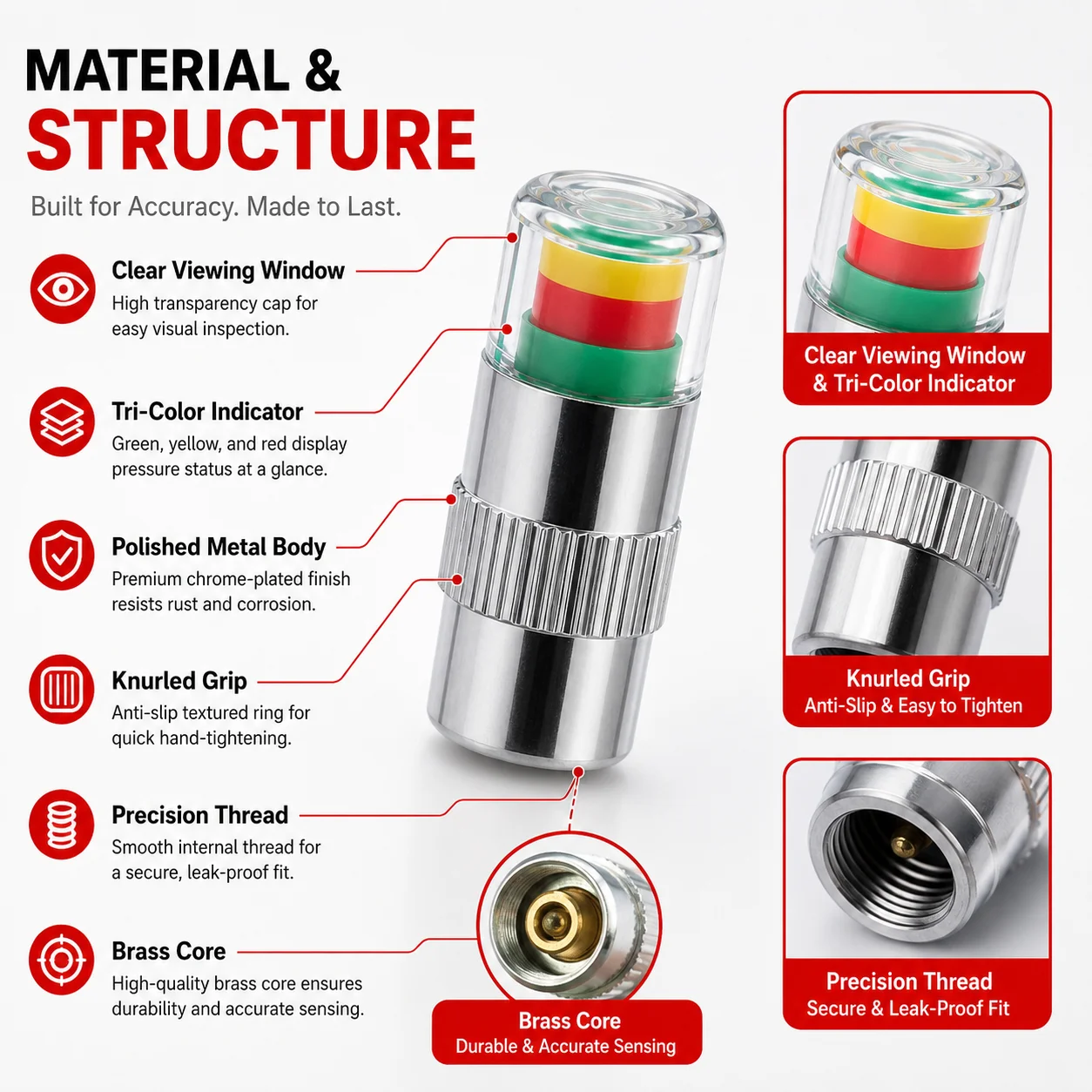 PINMOAP 4/8PCS Universal Tire Pressure Indicator Valve Caps Car Motorcycle Bike Wheel Air Stem Monitor Visual Alert Dustproof