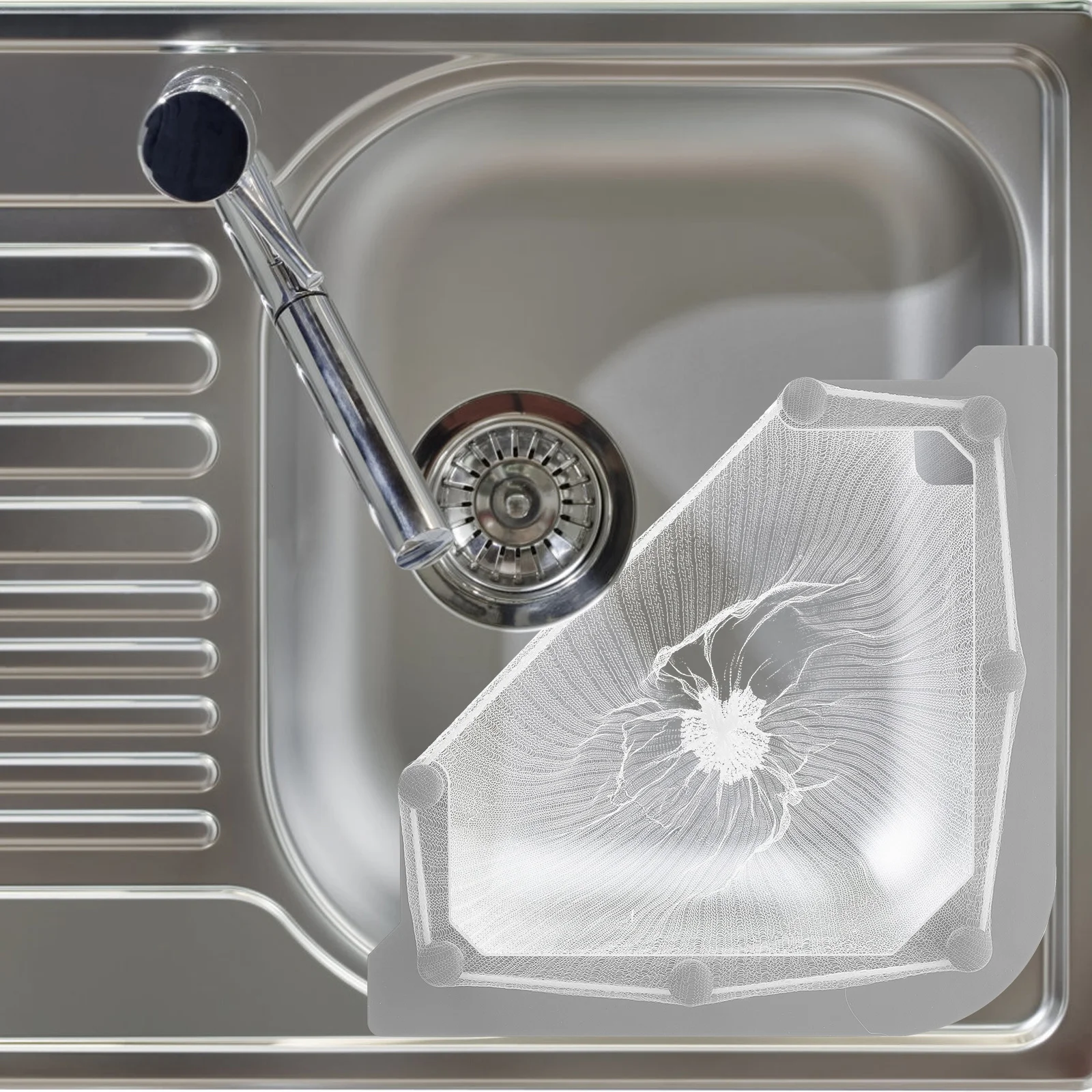 50 Uds. Escurridor de fregadero de cocina, soporte de bolsa de malla para residuos de alimentos, filtro de esquina, red de almacenamiento, colador de fregadero, organizador de bolsa