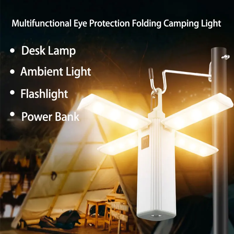 Protable Rechargeable Camping Light Tent Chandelier Ultra Long Life Multi-function Flashlight Folding Hand Lamp