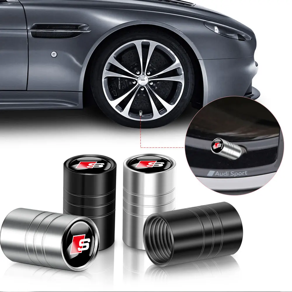 3D Metal Car Wheel Tire Valve Caps Tyre Rim Stem Covers Airdust for Audi OOOO SLINE RS S TT A3 A4 A5 A6 A7 A8 Q2 Q3 Q4 Q5 Q6 Q7