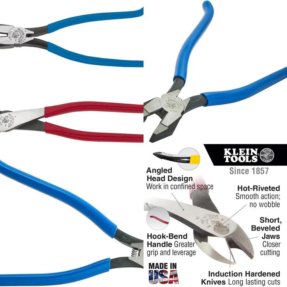 

94508 Pliers Set, Made in USA, Ironworker's Diagonal Cutting Pliers and Heavy Duty Side Cutters, Tie Wire Cutter for Rebar Work,
