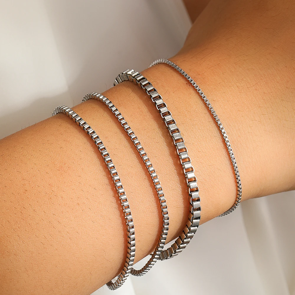 Stainless Steel Bracelet Simple and Fashionable Various Styles Square Clasp Design Bracelet For Women Jewelry Banquet Party Gift