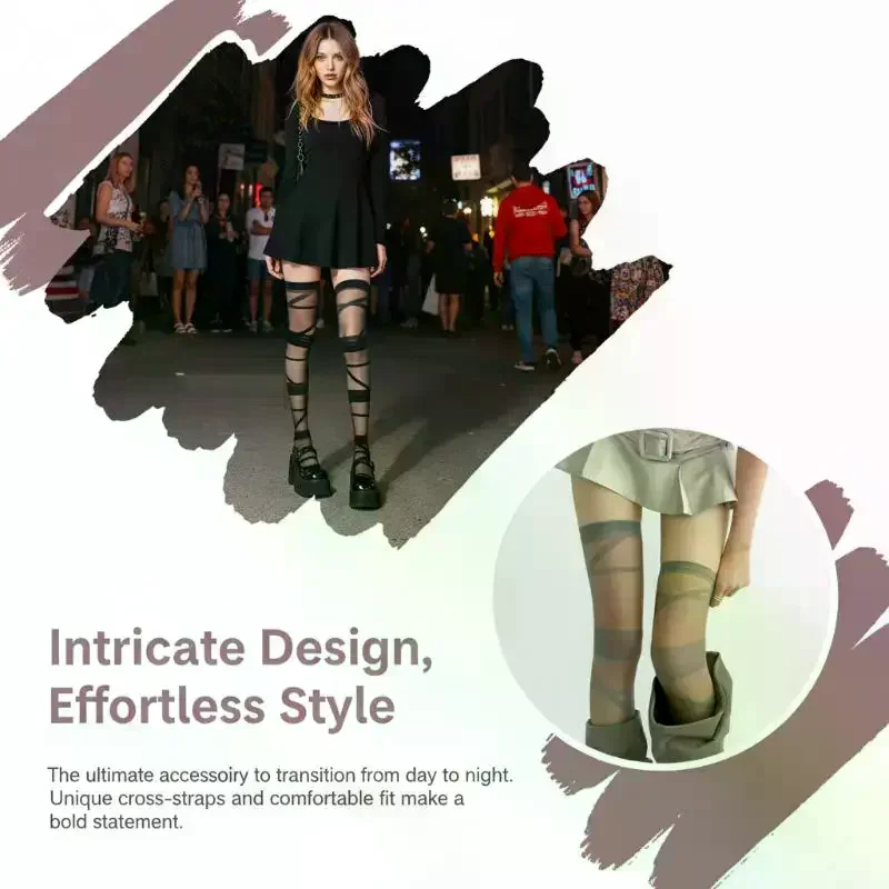 

Lolita Ultra-thin Crystal Silk Women Stockings 1 Pair Transparent Design Comfortable for School or Work