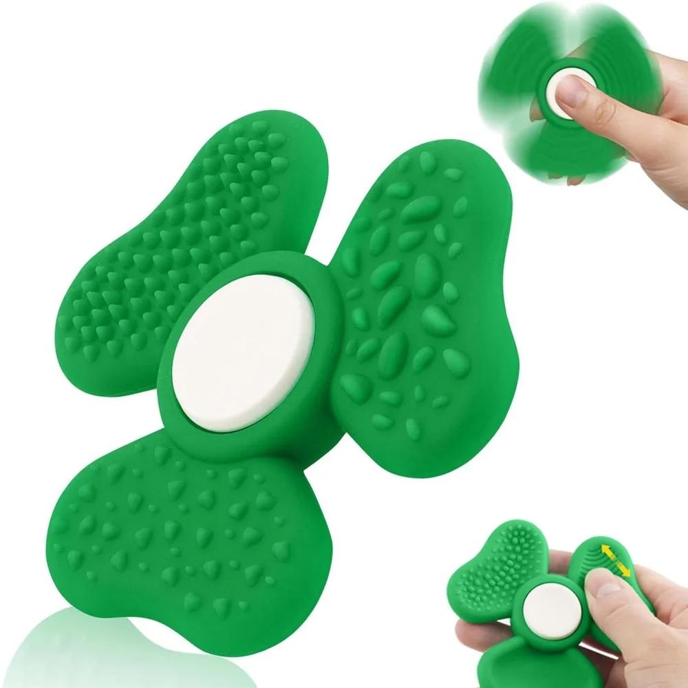 Clover Fidget Spinner Sensory Stone - لعبة تخفيف القلق للتركيز وتخفيف التوتر، ADHD Autism OCD، لعبة إصبع مضادة للانزلاق