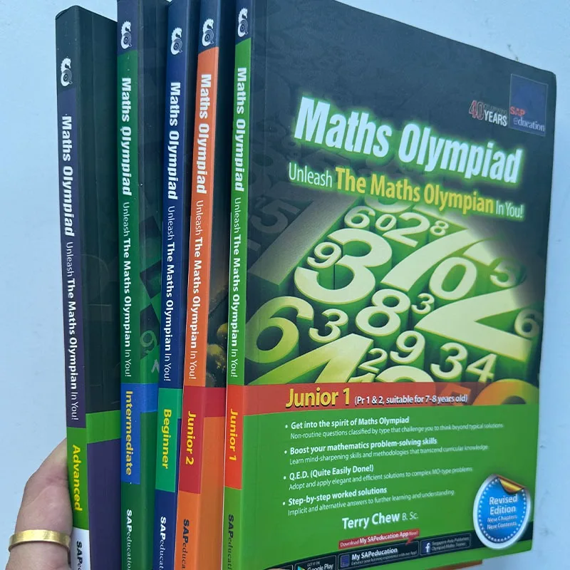 

5 Books/set SAP Maths Olympiad Primary School Mathematical Thinking Training Exercise Math Questions English Book