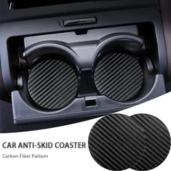 Car Interior Carbon Fiber Anti Slip And Anti Aouling Coaster For Toyota Corolla Prius Yaris Rav4 CHR Aygo Hilux Raize Camry Sien