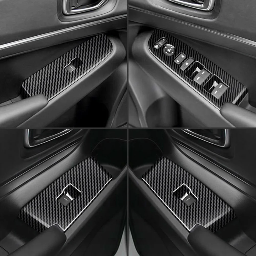 Carbon Fiber Window Glass Lift Button Trim Switch Cover Door Armrest Panel Sticker for Honda HRV HR-V Vezel 2021 2022