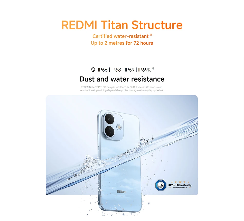 Global Version Redmi Note 17 Pro 5G Snapdragon 6s Gen 4 Mobile Platform 50MP 67W HyperCharge 8340mAh 6.83" AMOLED display