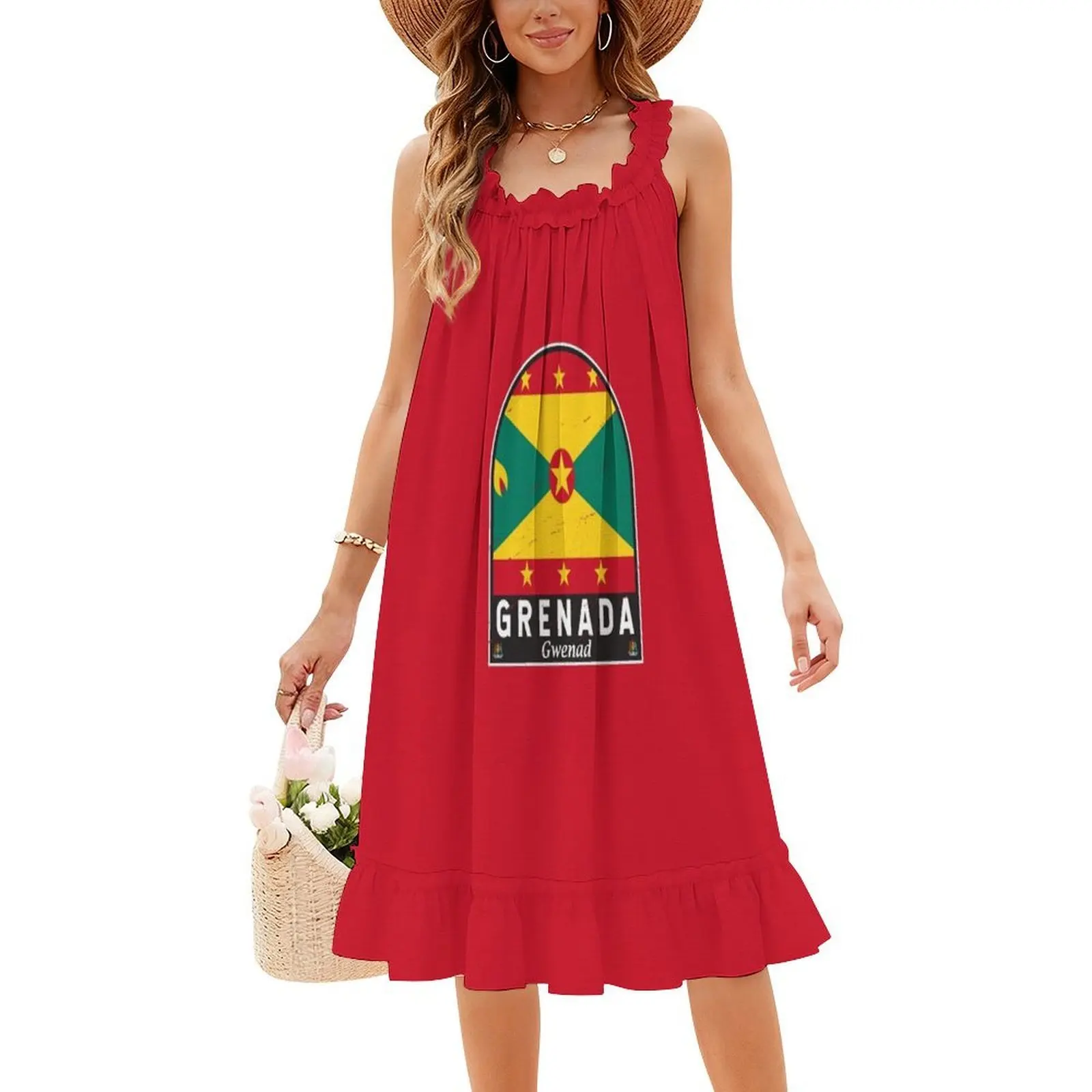 غرينادا العلم شعار المتعثرة خمر المرأة الهيب هوب الشارع الشهير فستان الرسم طباعة ملابس للنادي غرينادا غرينادا العلم