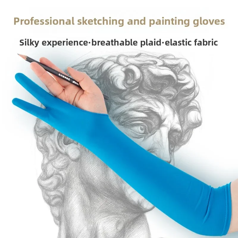 Painting Gloves Long Anti Fouling Two Finger Breathable Drawing Gloves for Artwork and DIY